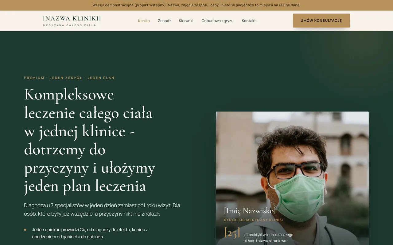Klinika Premium, главная страница