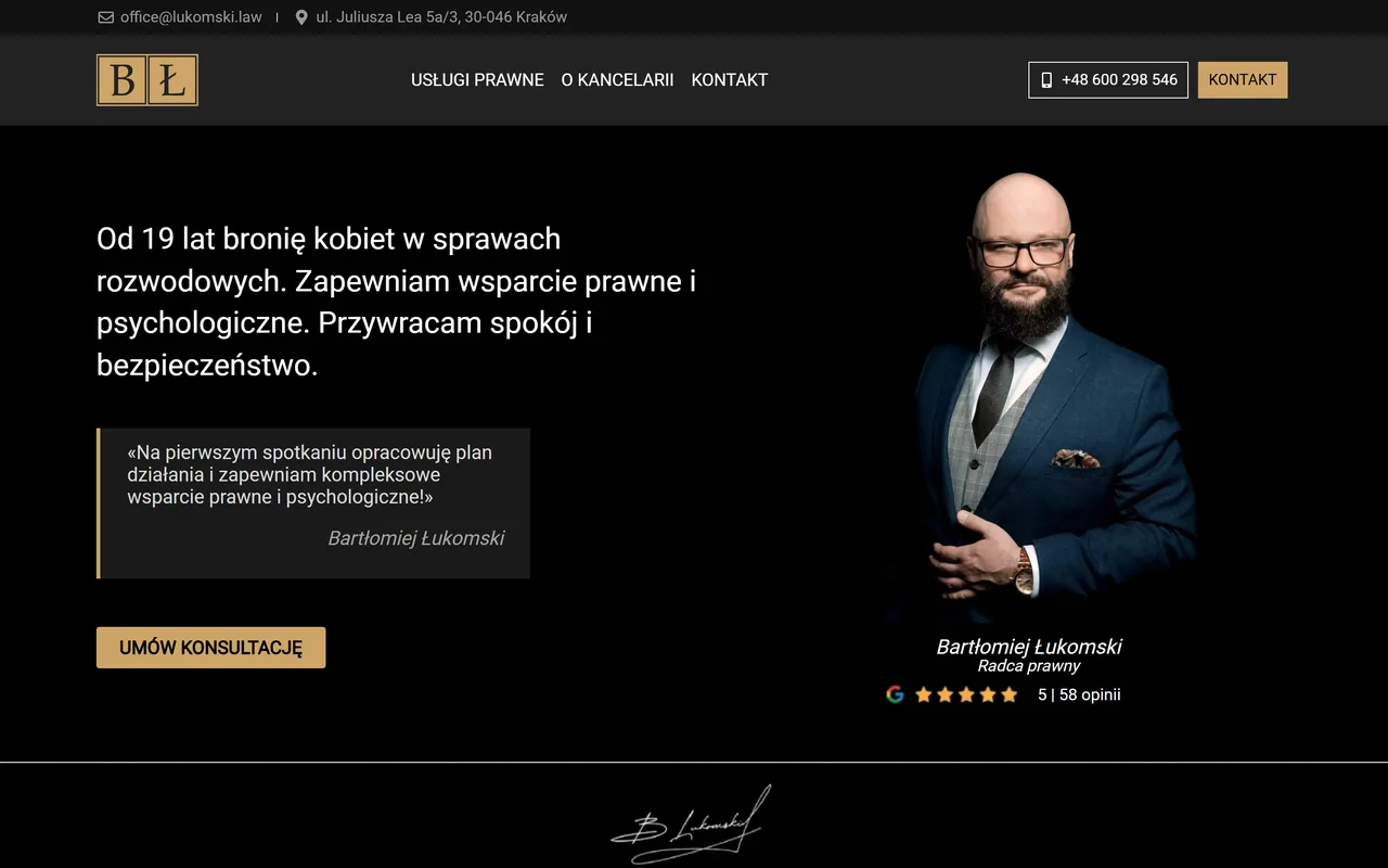 Kancelaria Łukomski, лендинг по разводам